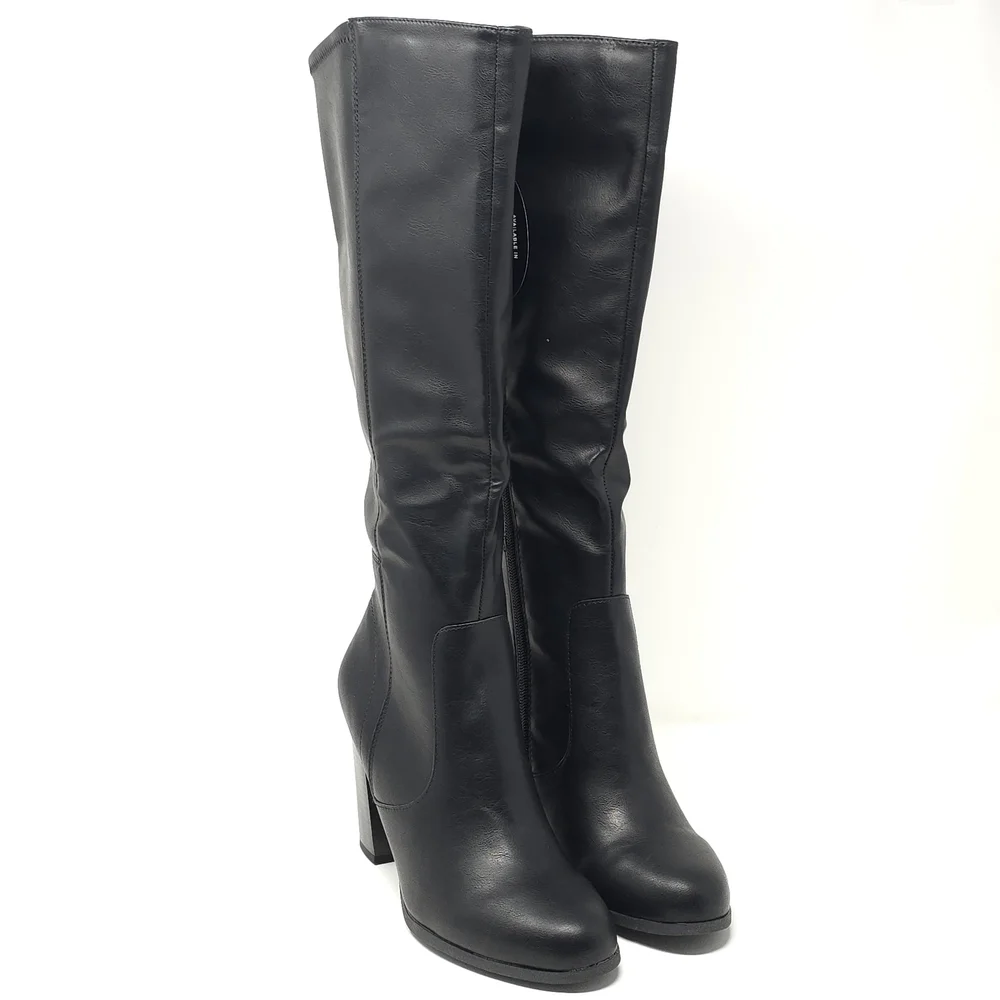 Style & Co. Boots Addyy Leather Tall Knee-High Black 9 Medium - Picture 2 of 13